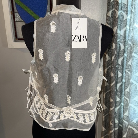 Zara Silk Embellished Tab Collar Vest - Picture 5 of 9